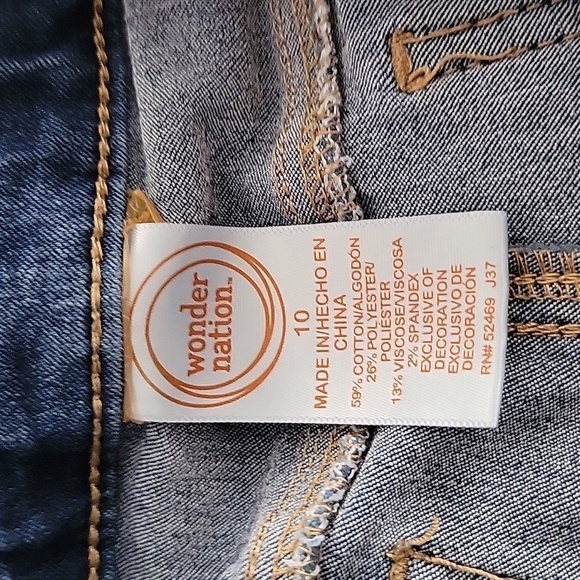 Wonder Nation Girl's Adjustable Waist Cuffed Denim Shorts - Picture 8 of 13